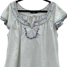 Switch Mix Nouveau White Smocked Embroidered Cotton Peasant Blouse Womens 22 Boho Top 3 image