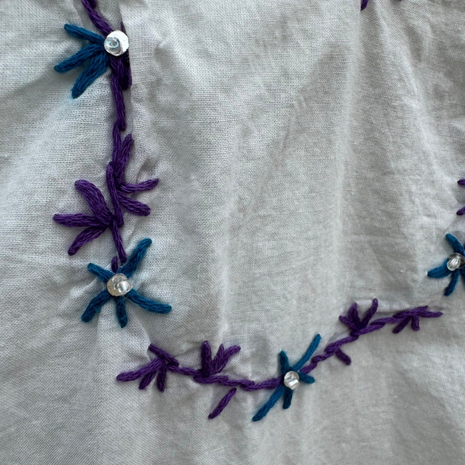 Mix Nouveau White Smocked Embroidered Cotton Peasant Blouse Womens 22 Boho Top