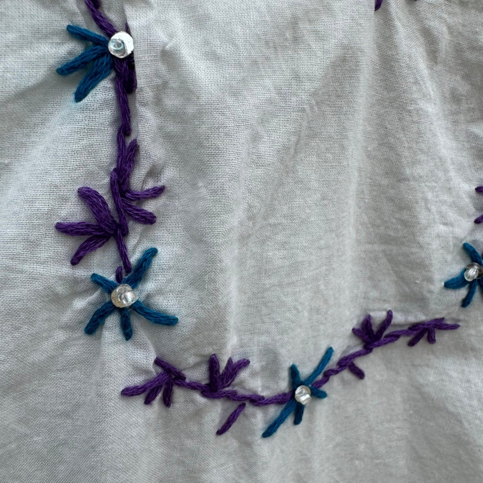 Mix Nouveau White Smocked Embroidered Cotton Peasant Blouse Womens 22 Boho Top