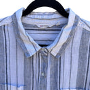 Switch Athleta 100% Linen Coastal Minimalist Nautical Sustainable Blue Striped Shirt XL 3 image