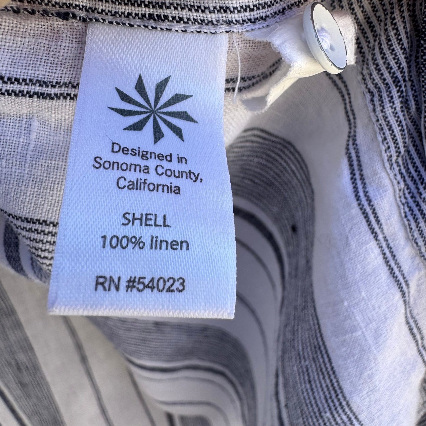 Athleta 100% Linen Coastal Minimalist Nautical Sustainable Blue Striped Shirt XL