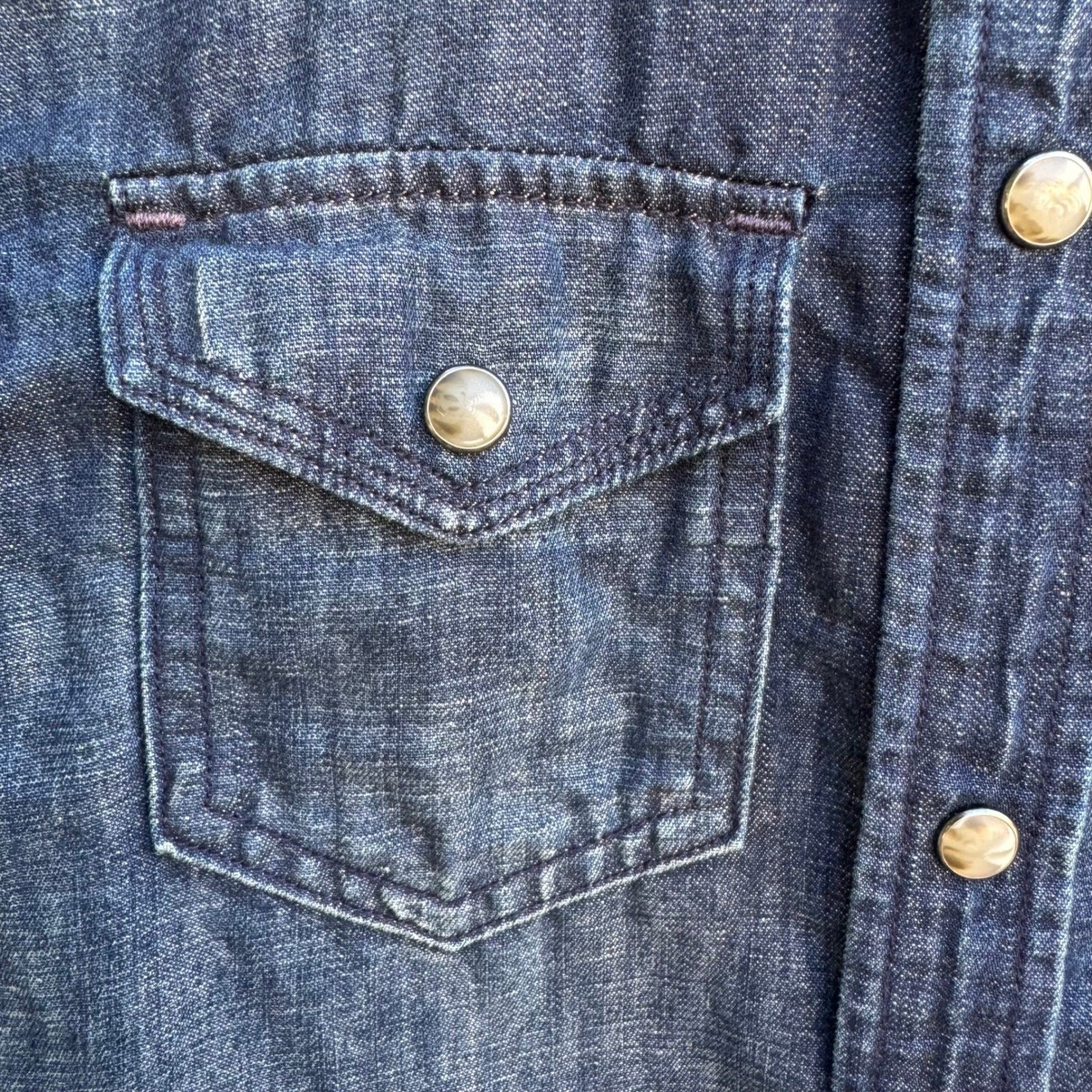 Martin+Osa Western Coastal Denim Americana Dark Wash Cotton Linen Blend Shirt 0