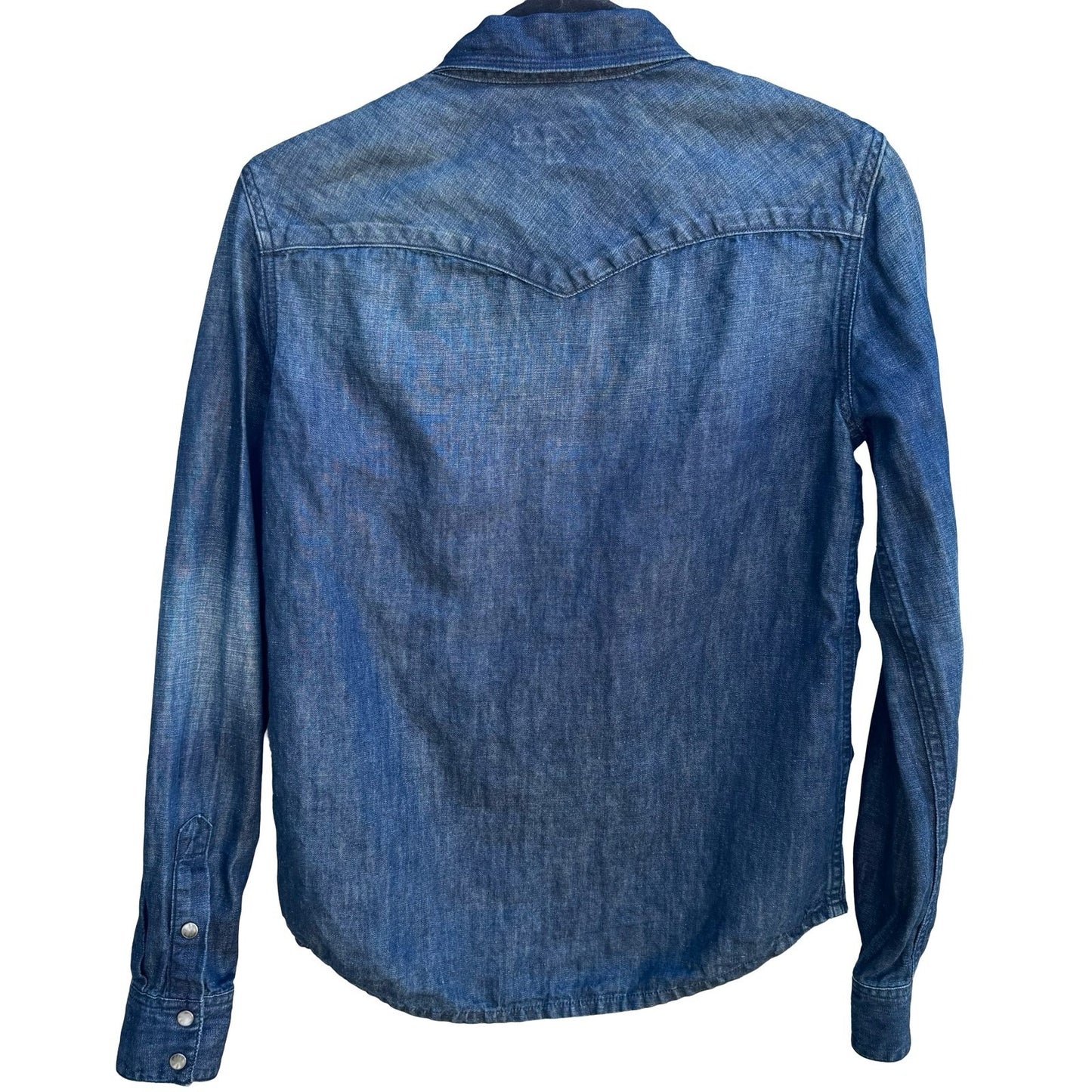 Martin+Osa Western Coastal Denim Americana Dark Wash Cotton Linen Blend Shirt 0