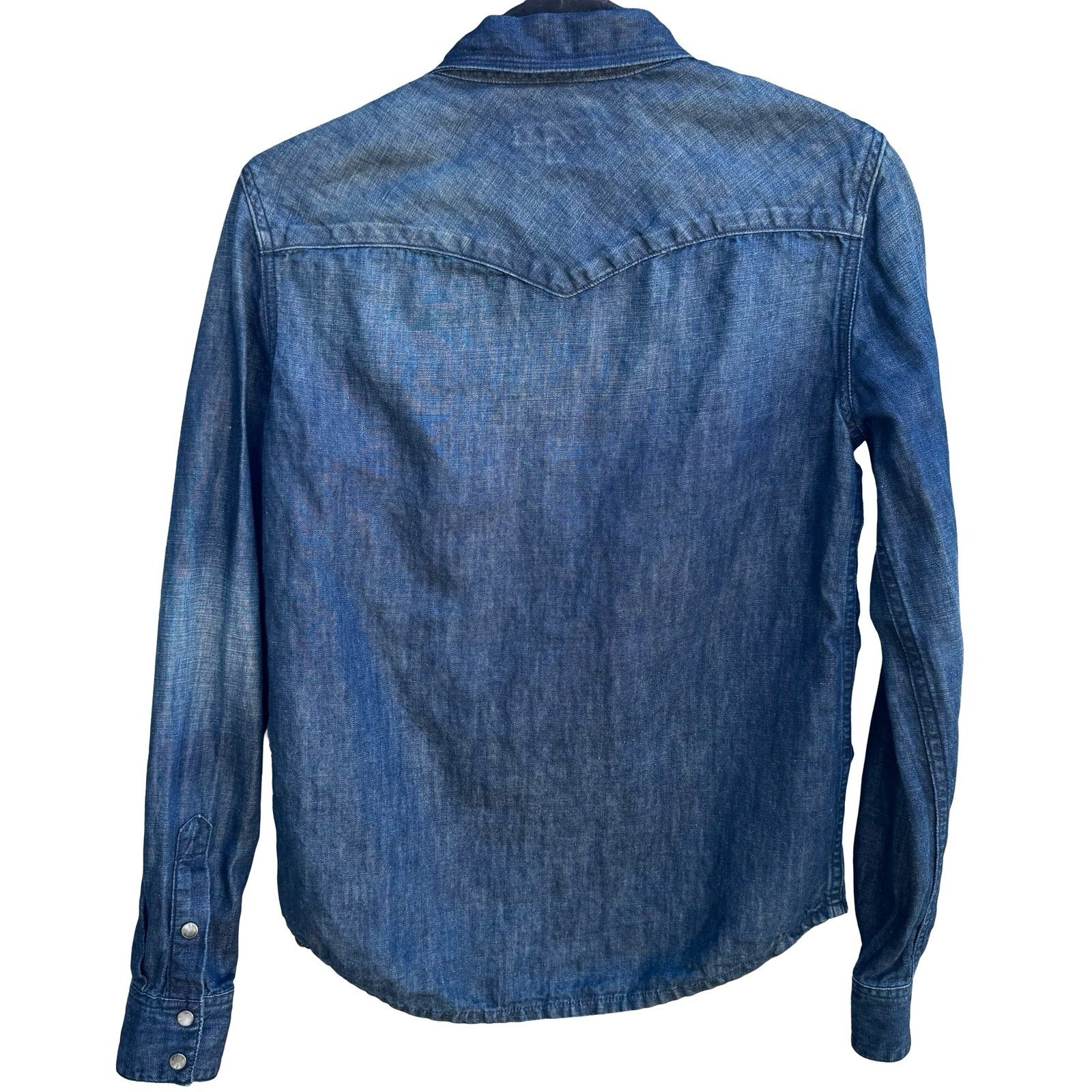 Martin+Osa Western Coastal Denim Americana Dark Wash Cotton Linen Blend Shirt 0
