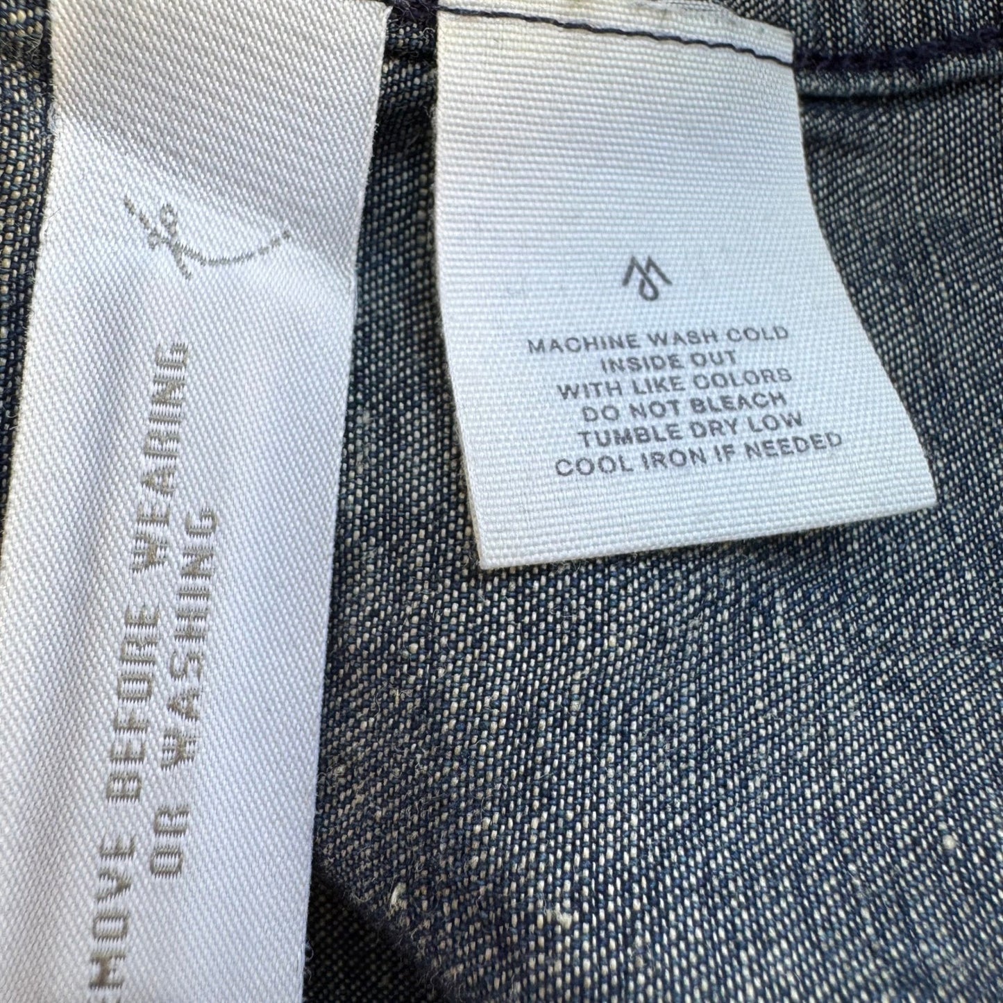 Martin+Osa Western Coastal Denim Americana Dark Wash Cotton Linen Blend Shirt 0