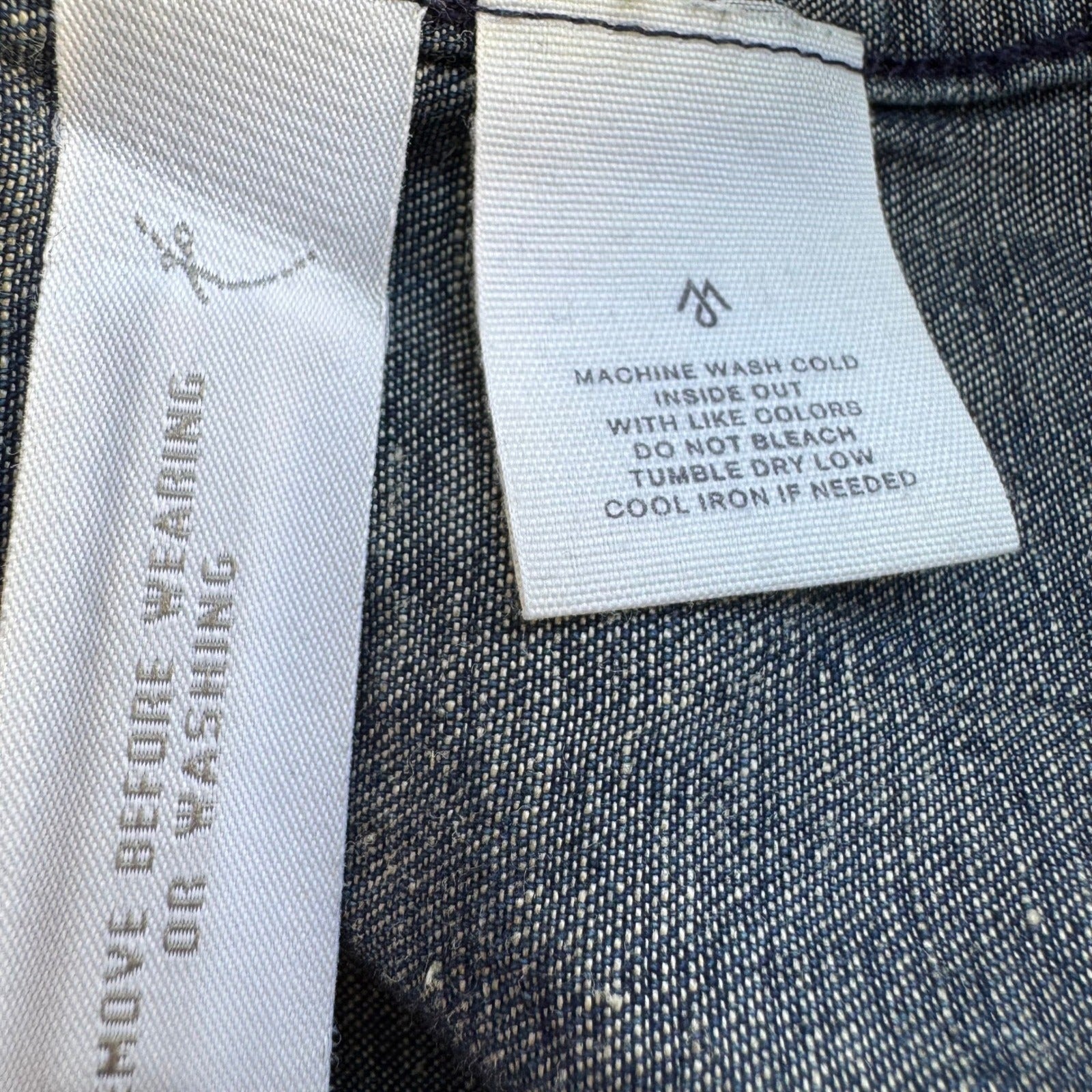 Martin+Osa Western Coastal Denim Americana Dark Wash Cotton Linen Blend Shirt 0