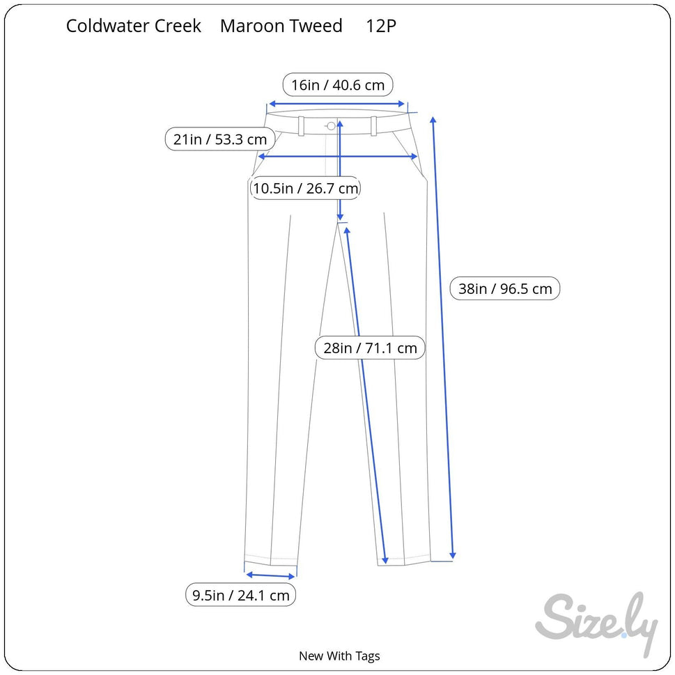 Coldwater Creek Womens Maroon Petite Tweed 2 Button Closure Dress Pants 12 - New