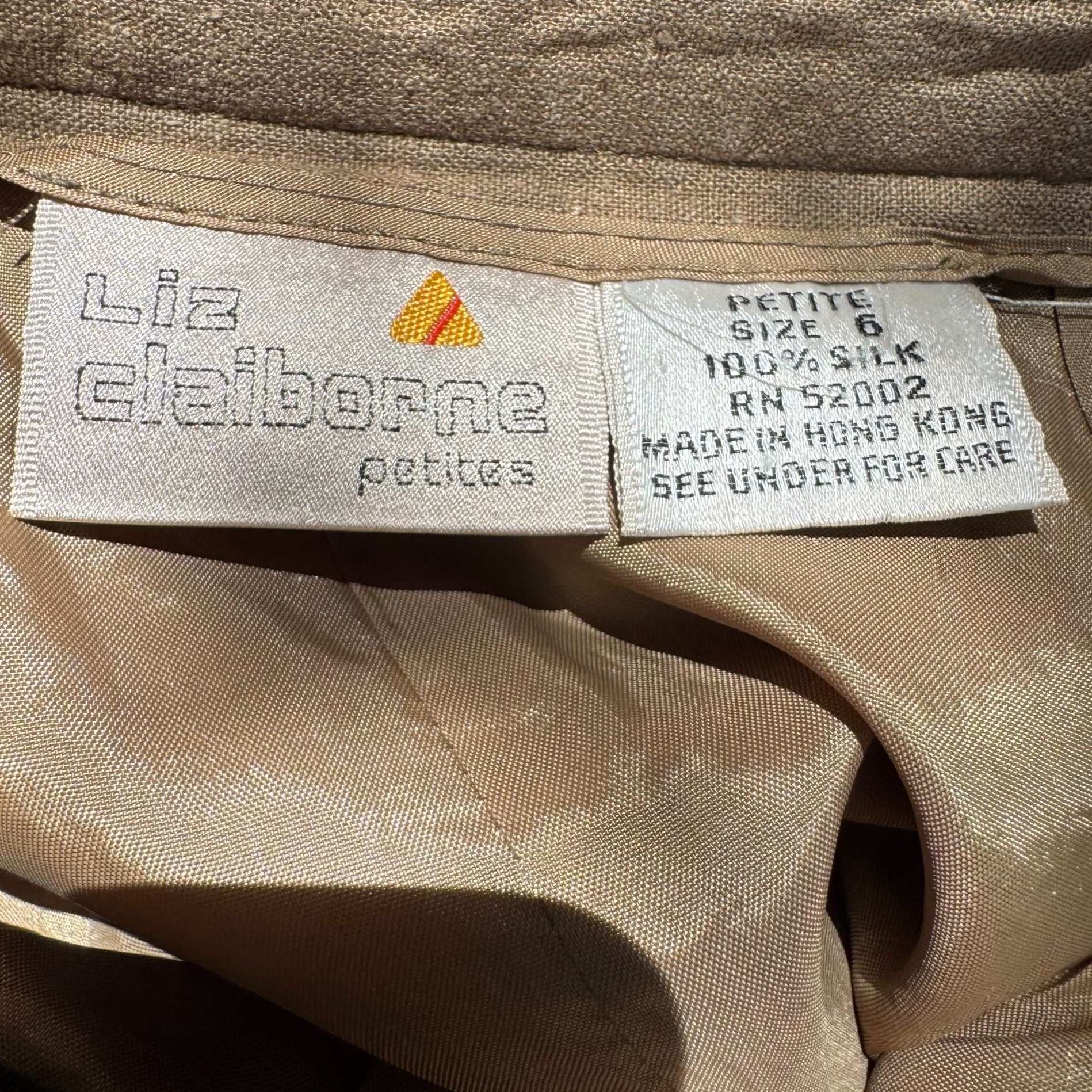 Liz Claiborne Petite Vintage Silk Womens Tan Side Button Lined Pencil Skirt 6P