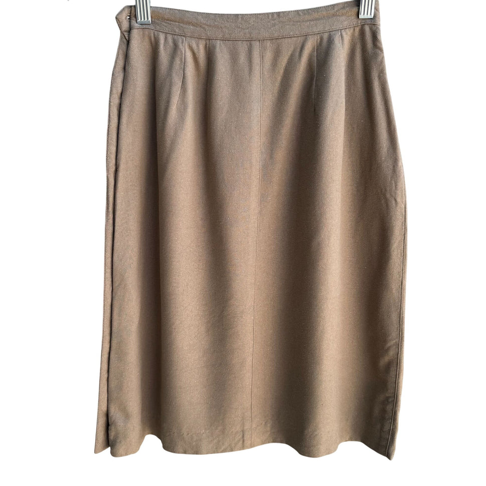 Liz Claiborne Petite Vintage Silk Womens Tan Side Button Lined Pencil Skirt 6P