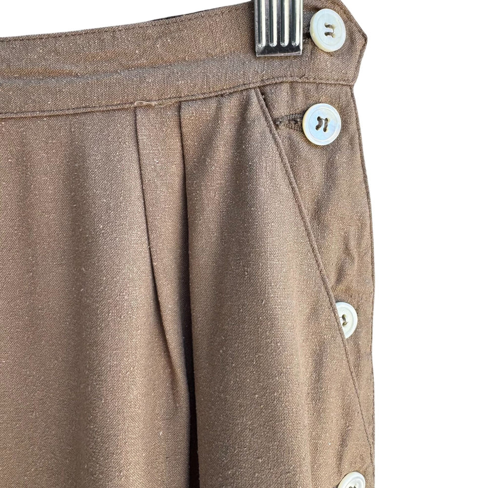 Liz Claiborne Petite Vintage Silk Womens Tan Side Button Lined Pencil Skirt 6P