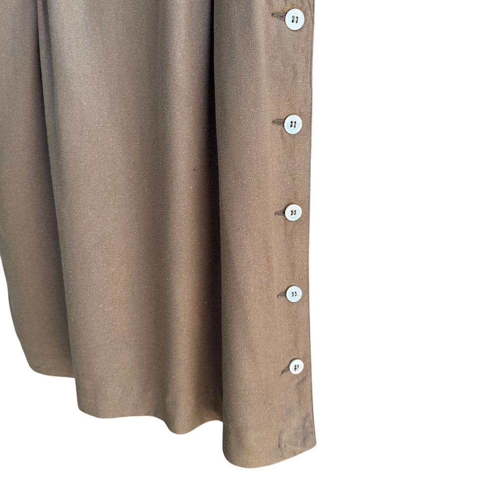 Liz Claiborne Petite Vintage Silk Womens Tan Side Button Lined Pencil Skirt 6P