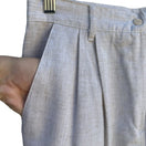 Switch Prophecy By Sag Harbor Vintage High Waist Linen Beige Pleated 1/2 Elastic Pants 3 image