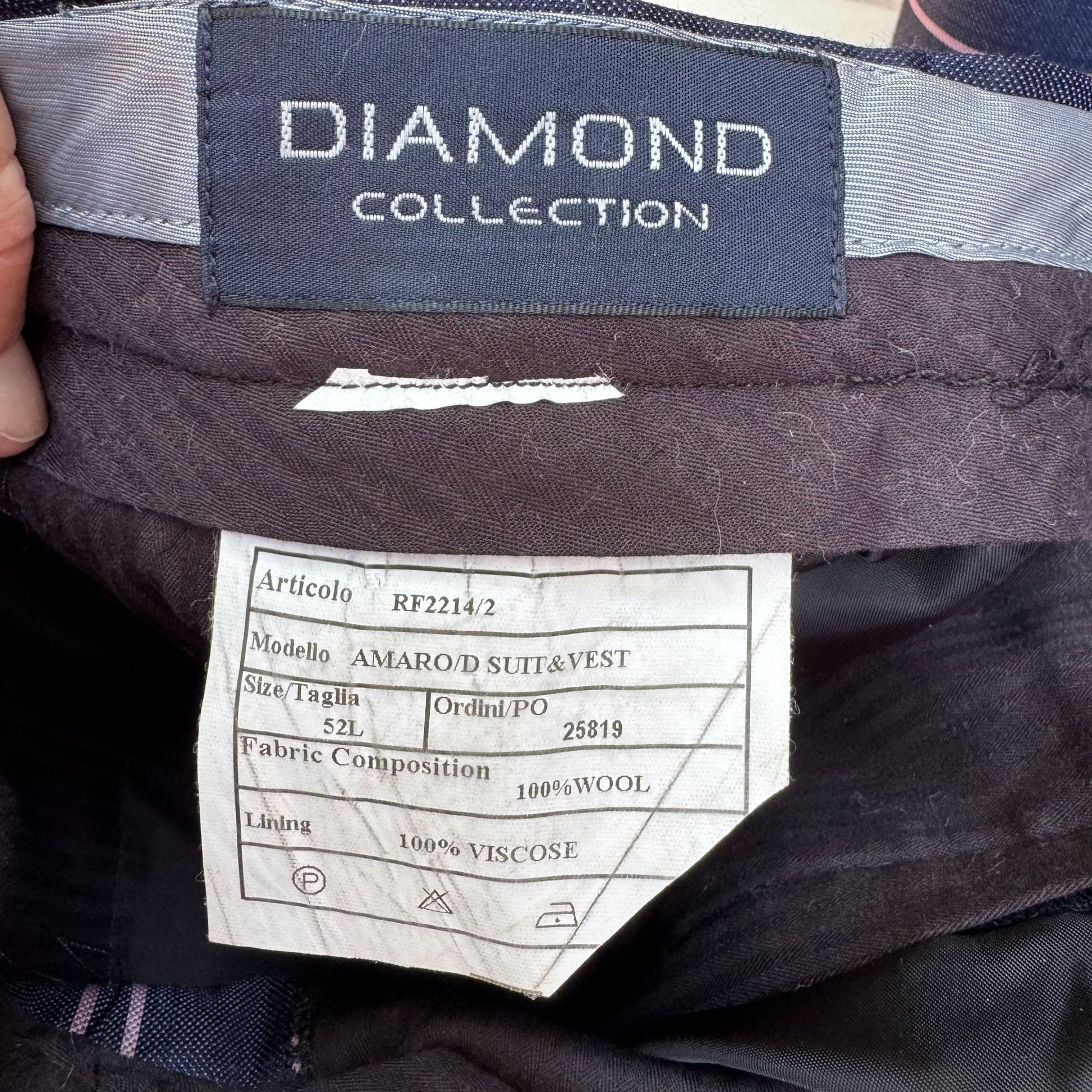 Sergio Valentino Diamond 150s Wool 3-Piece Navy Pinstripe Suit Blazer Vest Pant