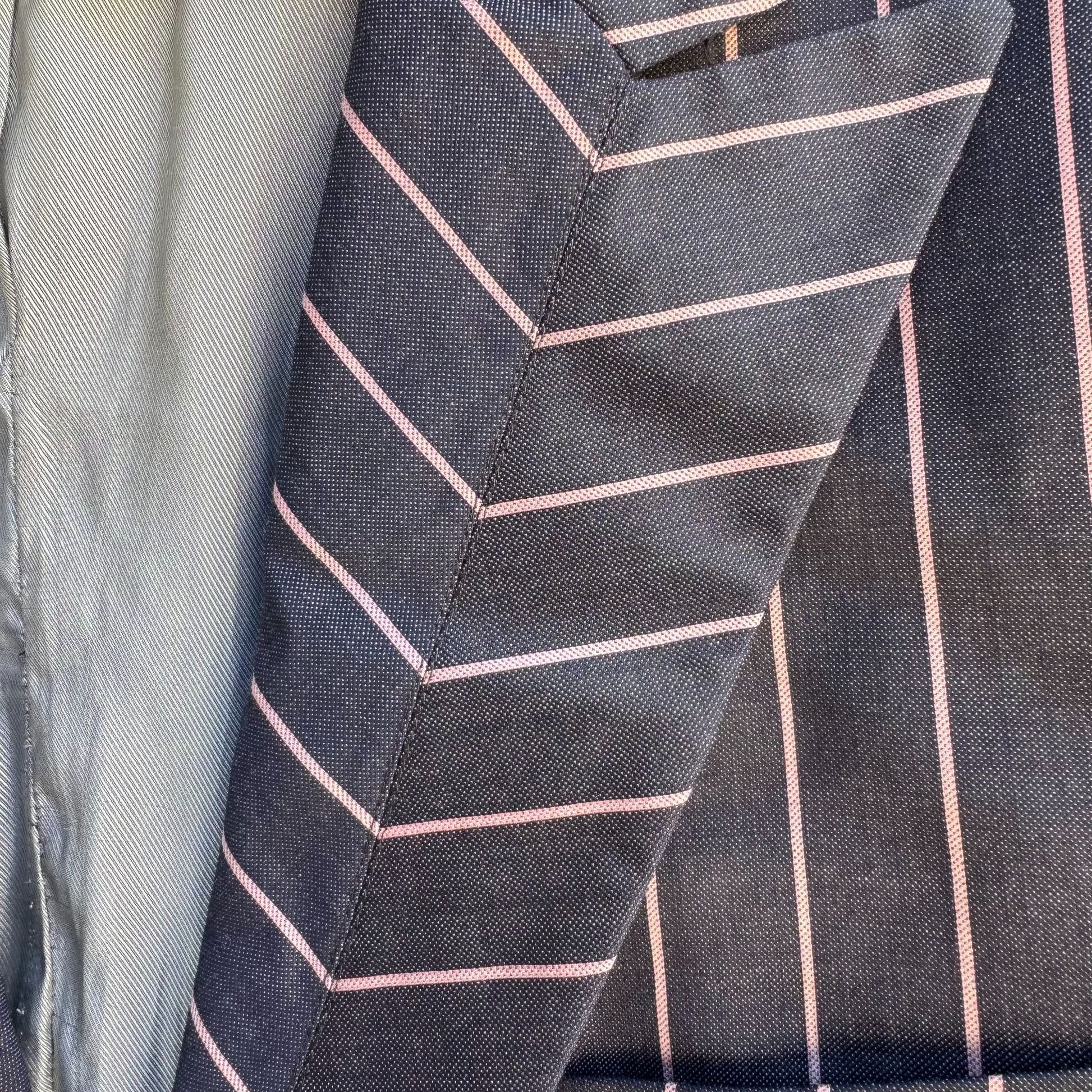 Sergio Valentino Diamond 150s Wool 3-Piece Navy Pinstripe Suit Blazer Vest Pant