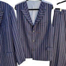 Switch Sergio Valentino Diamond 150s Wool 3-Piece Navy Pinstripe Suit Blazer Vest Pant 3 image