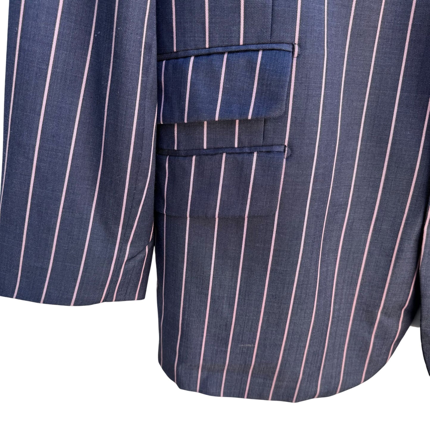 Sergio Valentino Diamond 150s Wool 3-Piece Navy Pinstripe Suit Blazer Vest Pant