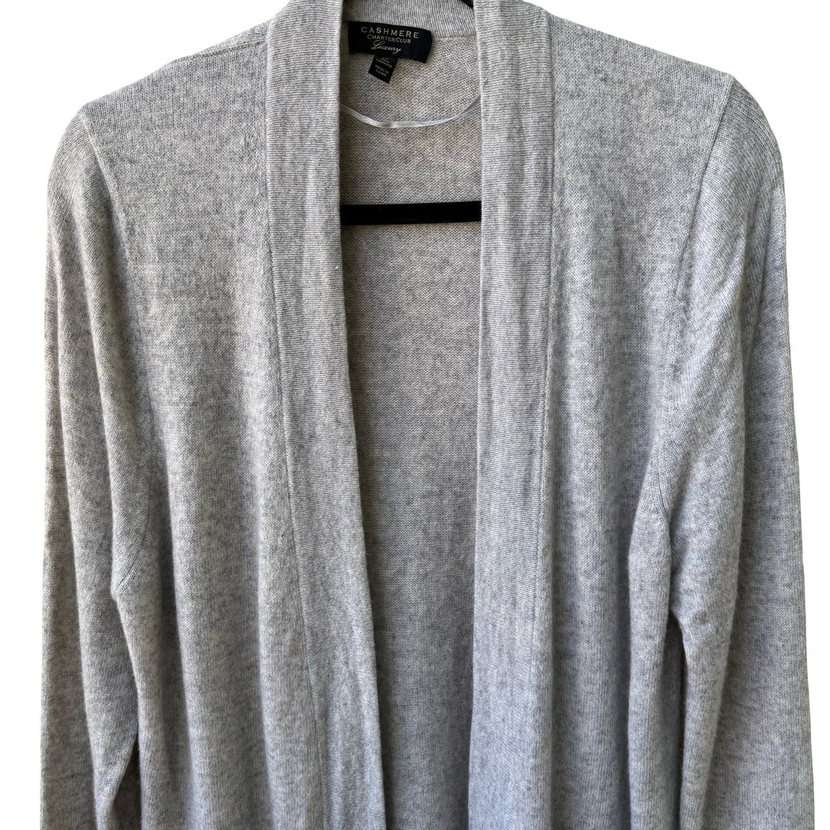 Charter Club 100% Cashmere Quiet Luxury Preppy Cozy Open Front Cardigan Gray XL