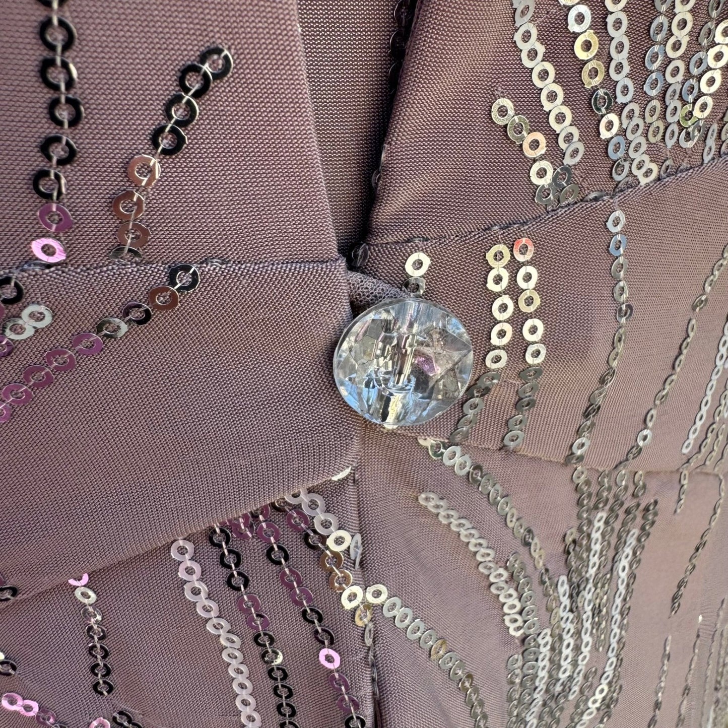 Alex Evenings Womens 6P 2PC Formal Set Taupe Silver Sequin Maxi Dress Jacket