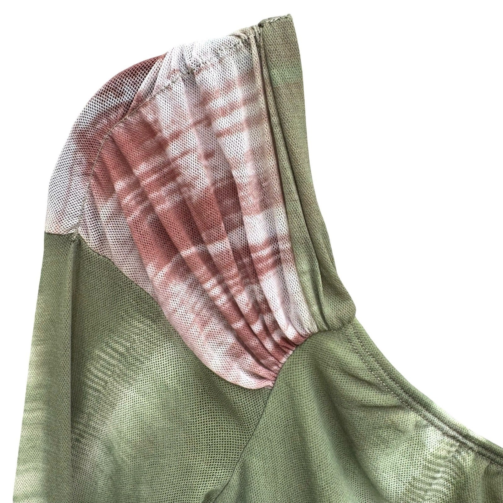 Sweet Pea Y2K 90s Fairycore Ruched Mesh Space Tie Dye 3/4 Sleeve Green Womens S