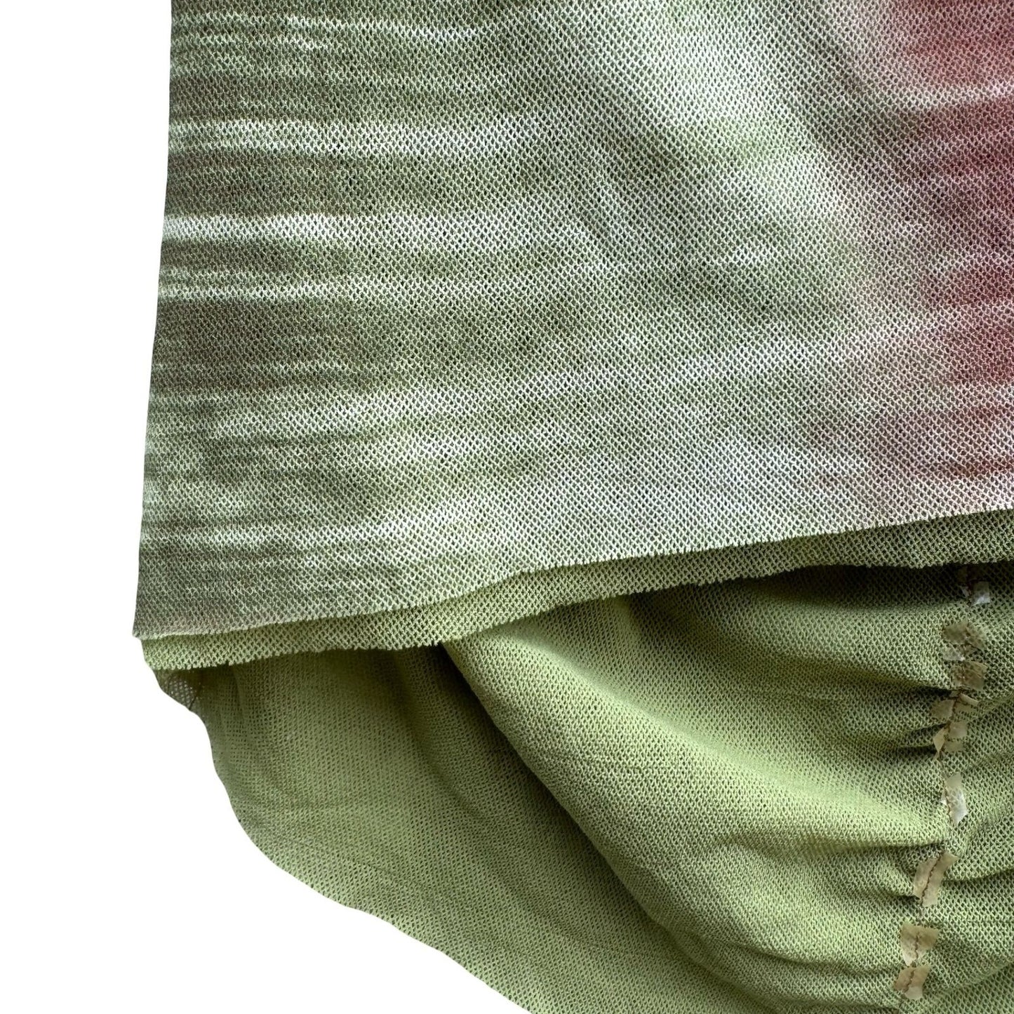 Sweet Pea Y2K 90s Fairycore Ruched Mesh Space Tie Dye 3/4 Sleeve Green Womens S
