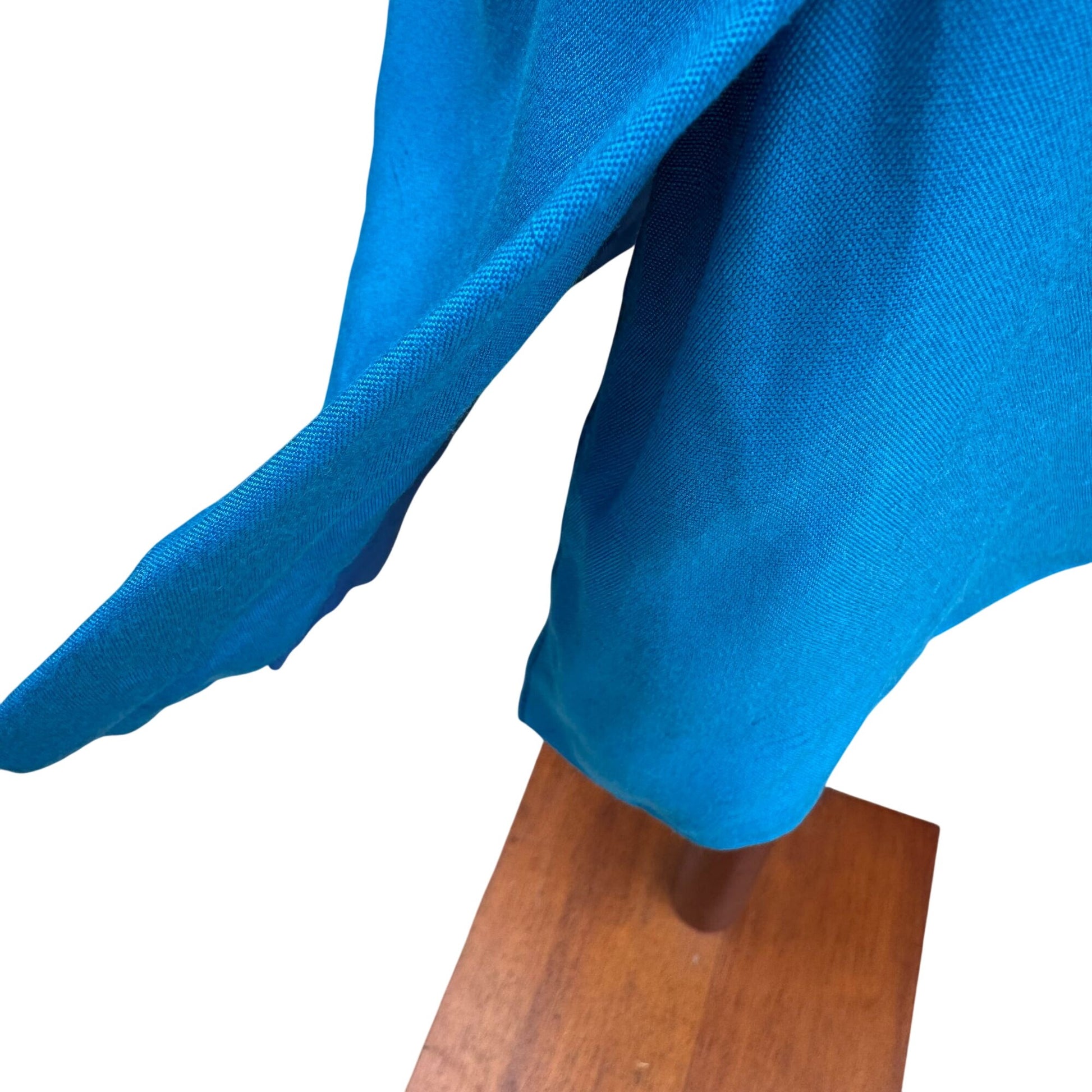 Christian Dior Vintage Blue Mother-Of-Pearl Button Long Sleeve Blazer Skirt Suit