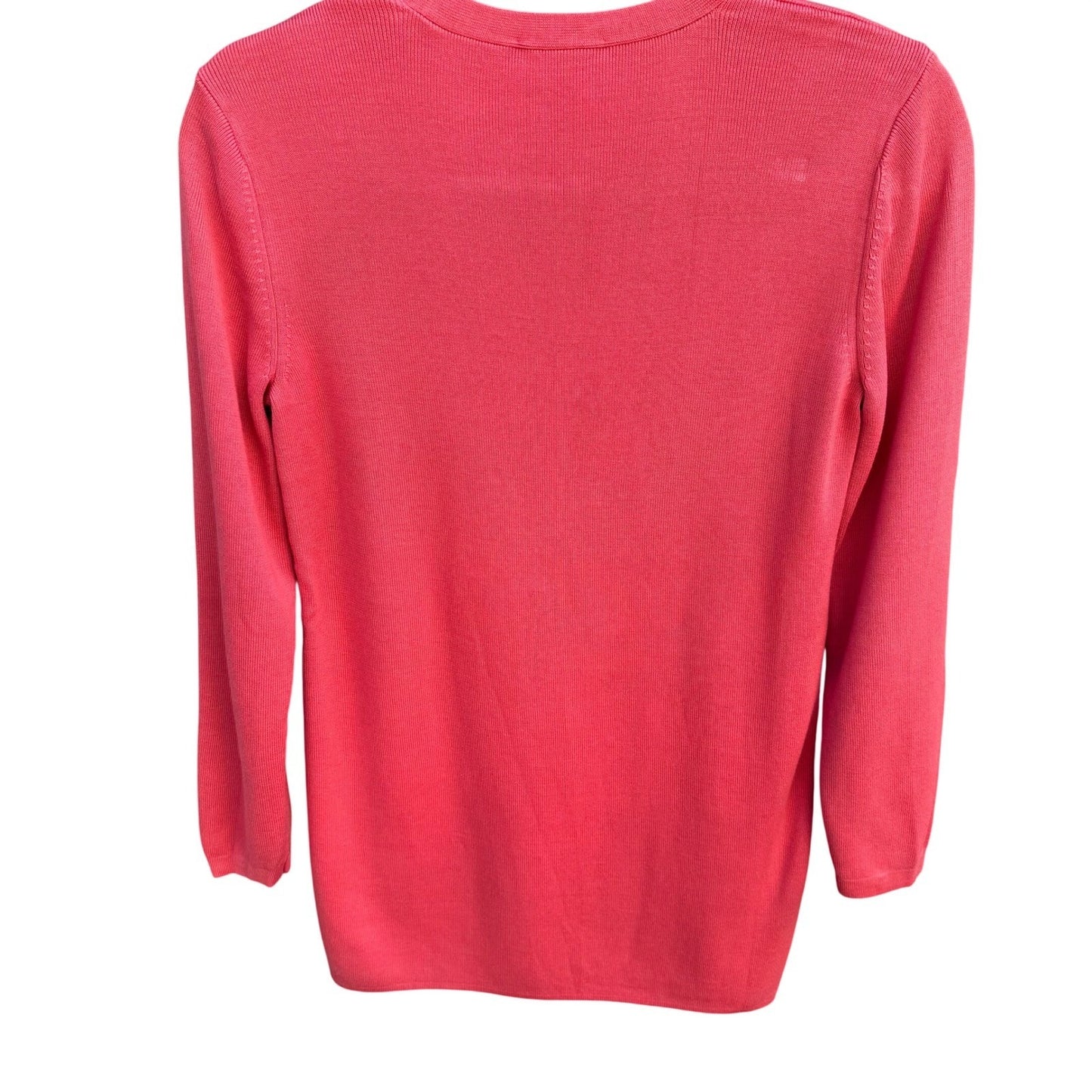 Randolph Duke Silk Cotton V-Neck Sweater Coral Pink Womens Small The Look Preppy