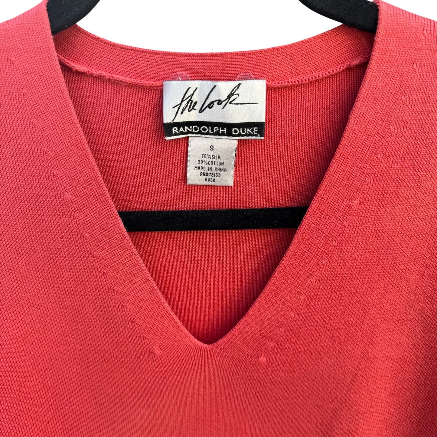 Randolph Duke Silk Cotton V-Neck Sweater Coral Pink Womens Small The Look Preppy