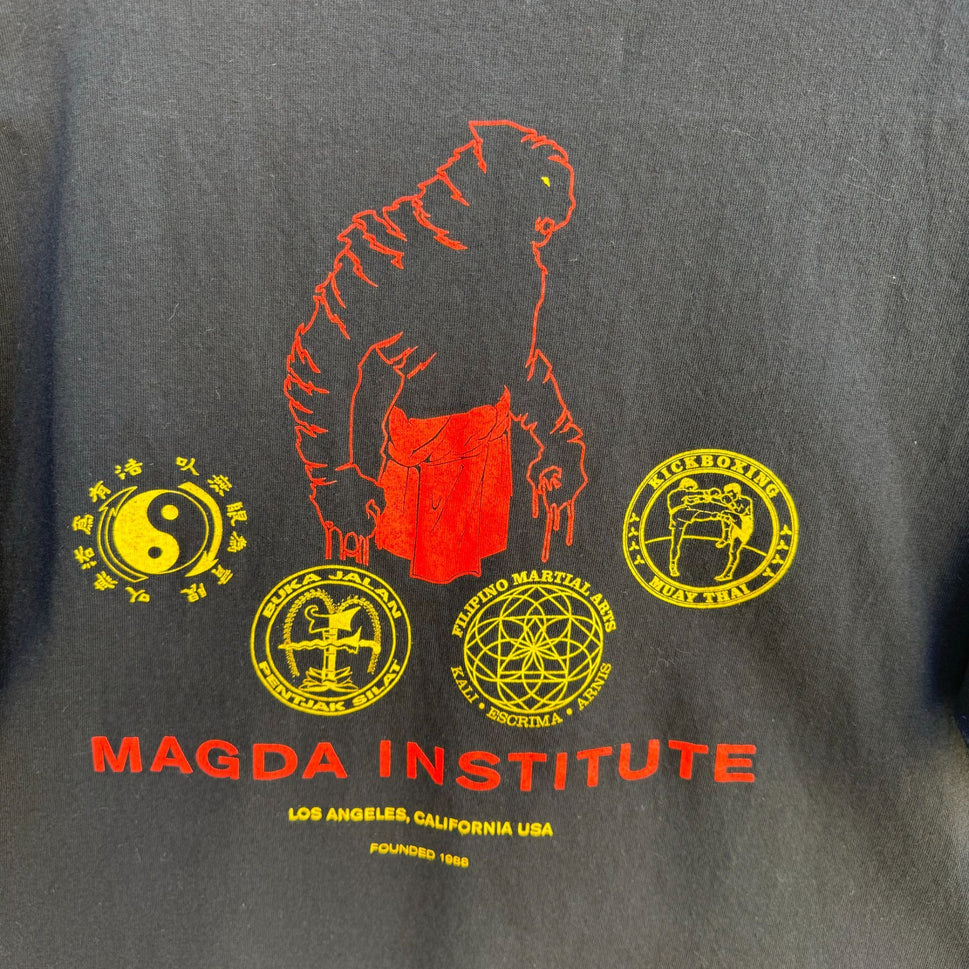 Magda Institute Martial Arts Mens Alstyle All Cotton Black Short Sleeve Shirt L