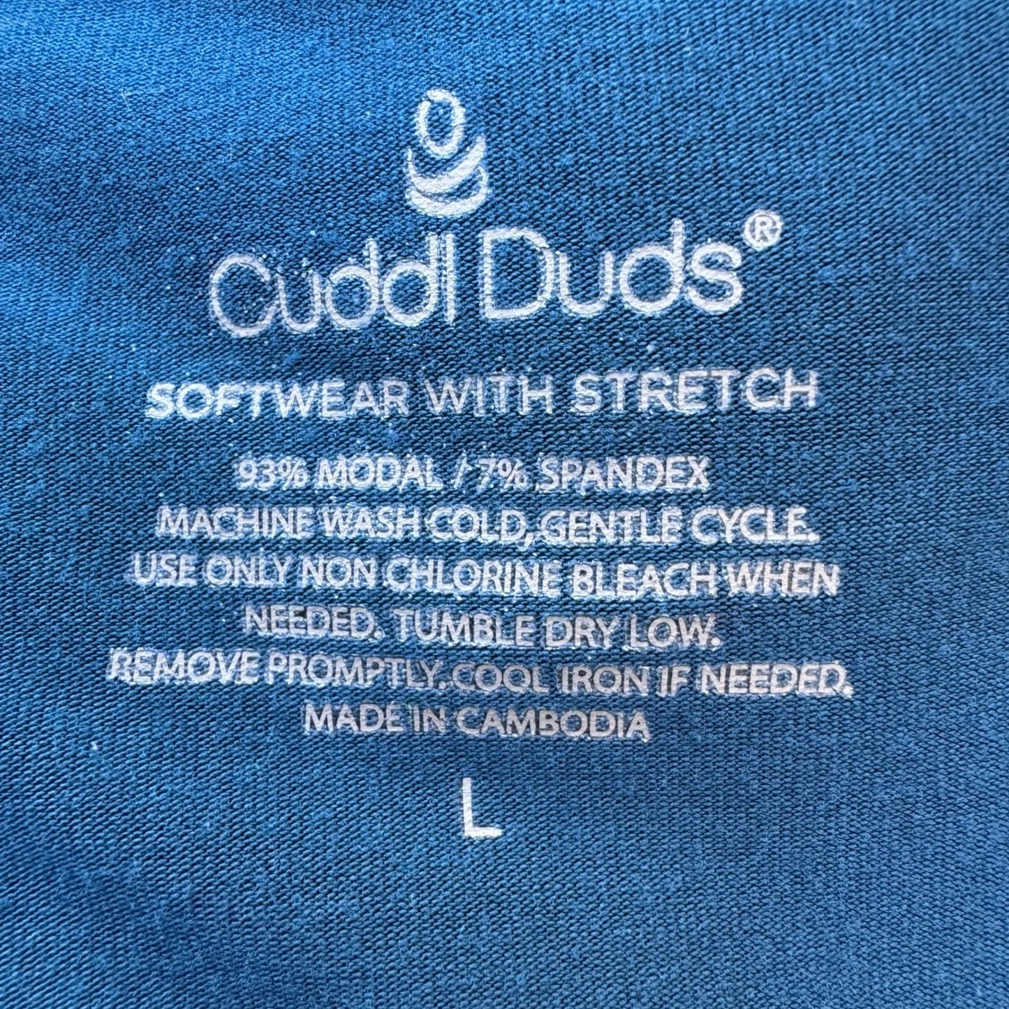 Cuddl Duds Softwear Stretch Minimalist V-Neck Breathable Base Layer Top Teal L