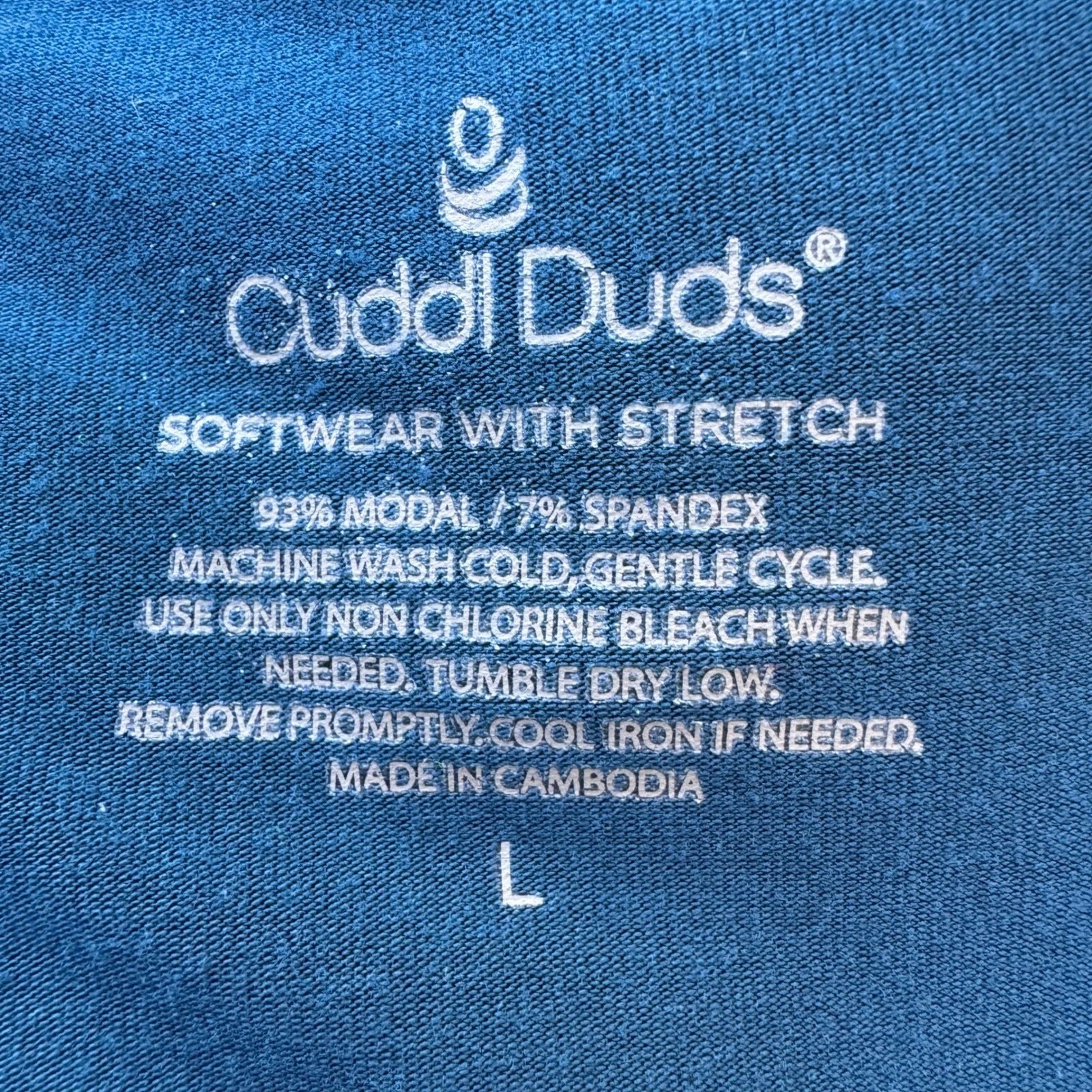 Cuddl Duds Softwear Stretch Minimalist V-Neck Breathable Base Layer Top Teal L