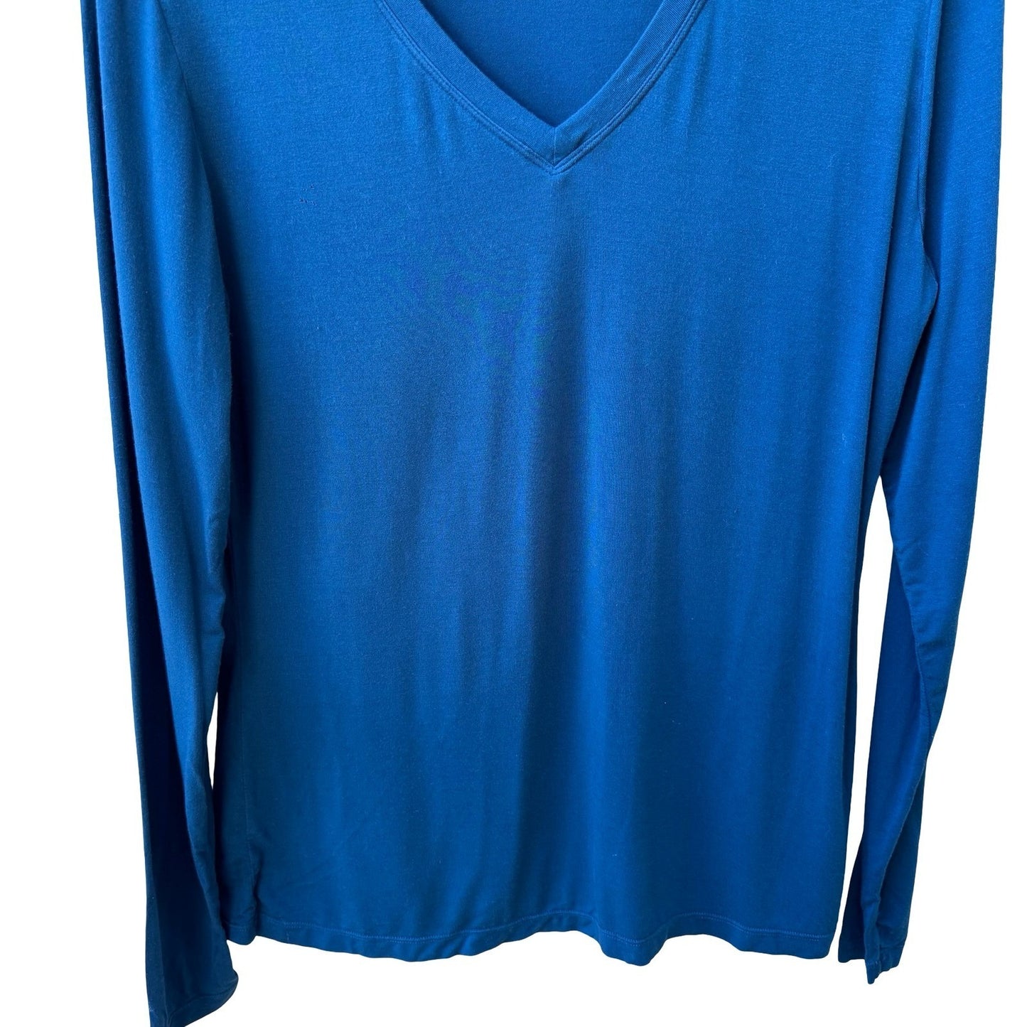 Cuddl Duds Softwear Stretch Minimalist V-Neck Breathable Base Layer Top Teal L
