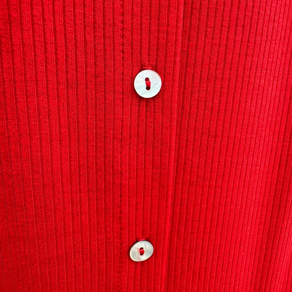 Forever 21 Womens Red Ribbed Knit Button Front Polo Collar Mini Dress Size M NEW