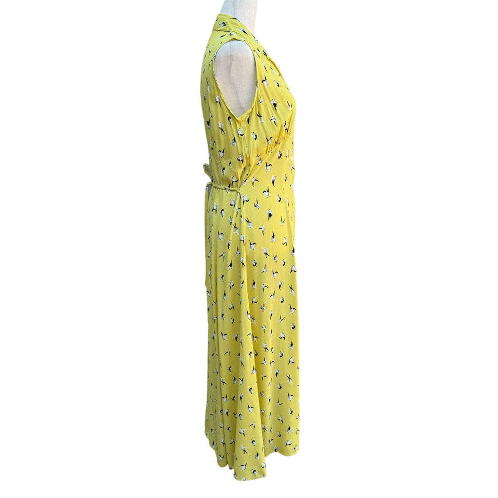 Karen Kane Vintage Women's Yellow V Neck Sleeveless Button Front Maxi Dress - 8