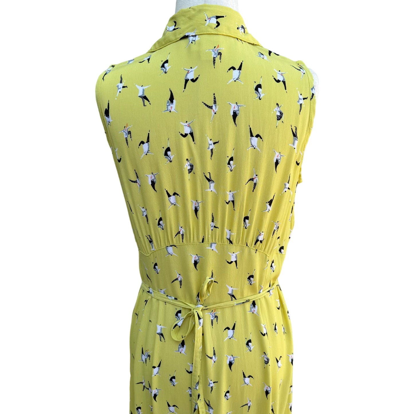 Karen Kane Vintage Women's Yellow V Neck Sleeveless Button Front Maxi Dress - 8