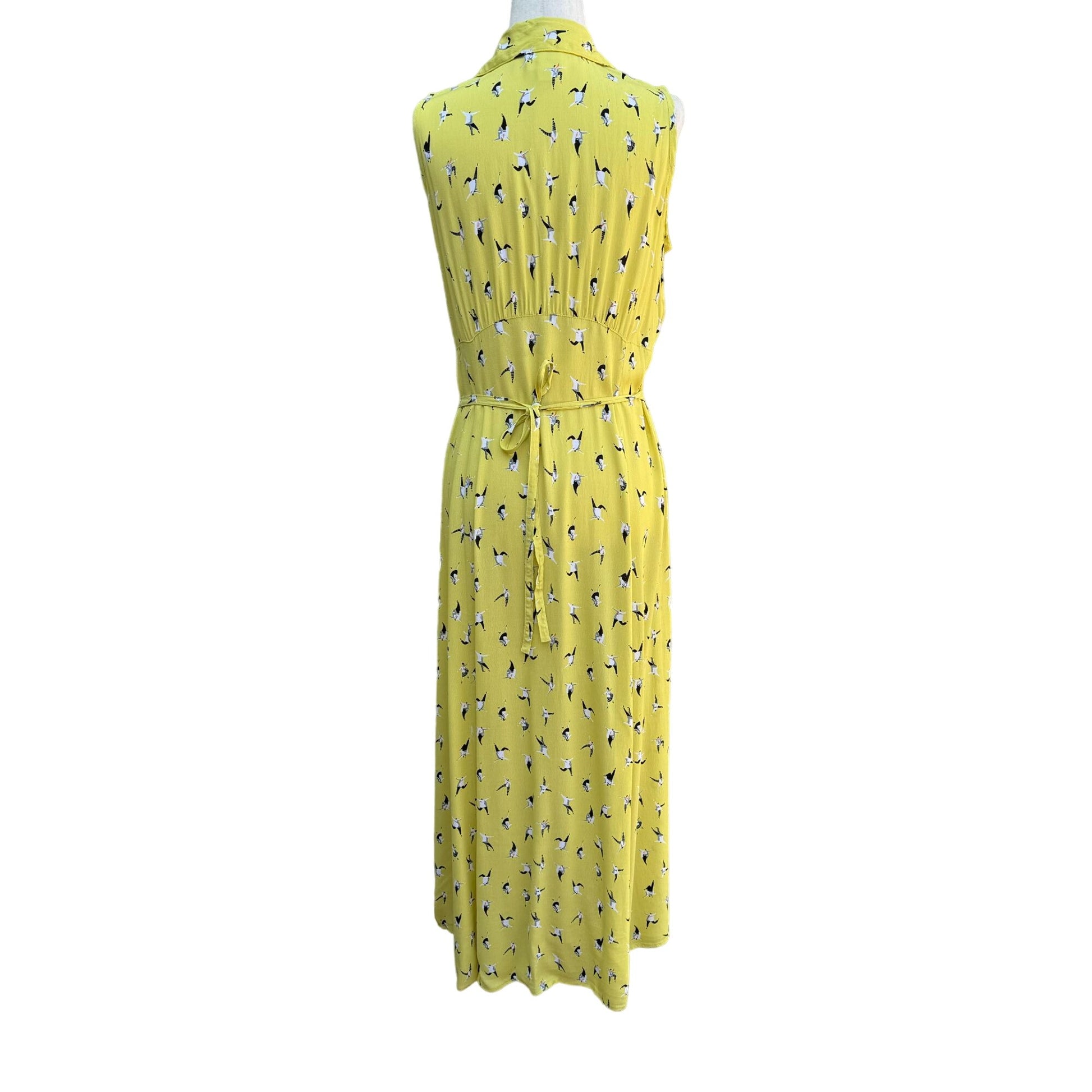 Karen Kane Vintage Women's Yellow V Neck Sleeveless Button Front Maxi Dress - 8