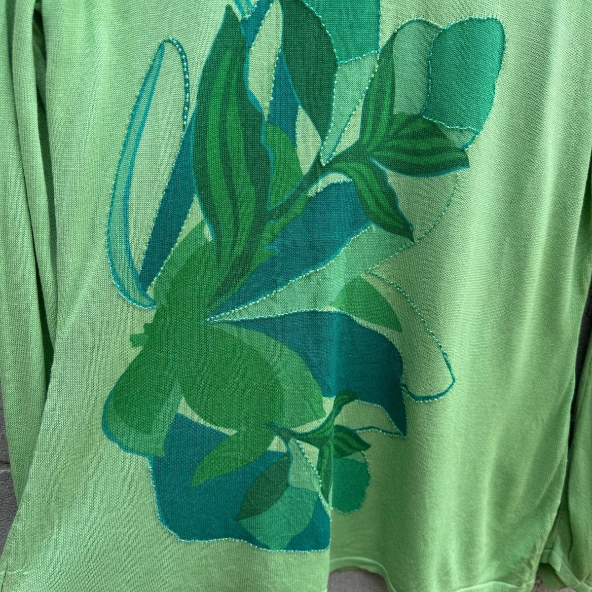 Diane von Furstenberg Silk Assets Y2K Fairycore Floral Beaded Sweater Green S
