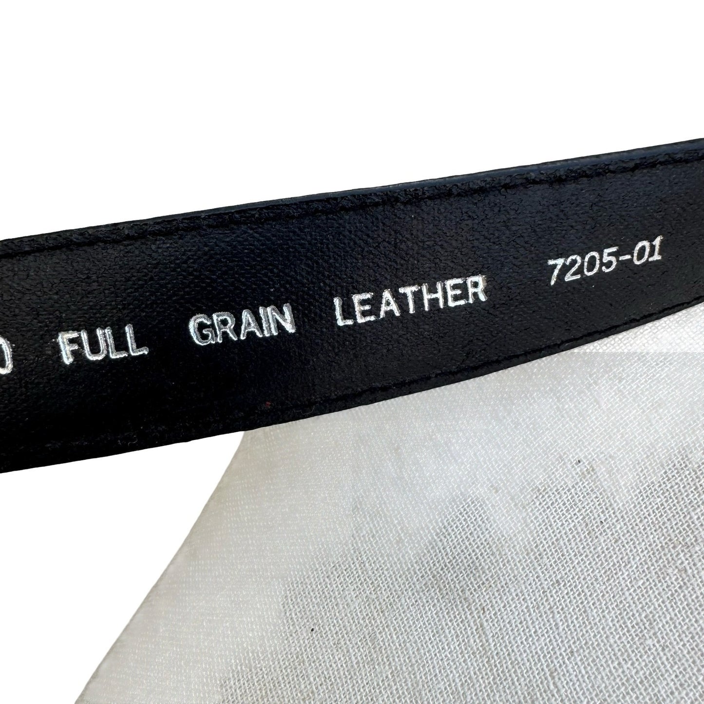 Black Full Grain Leather Twisted Detail Belt Silver Buckle Size 36 90 7205-01