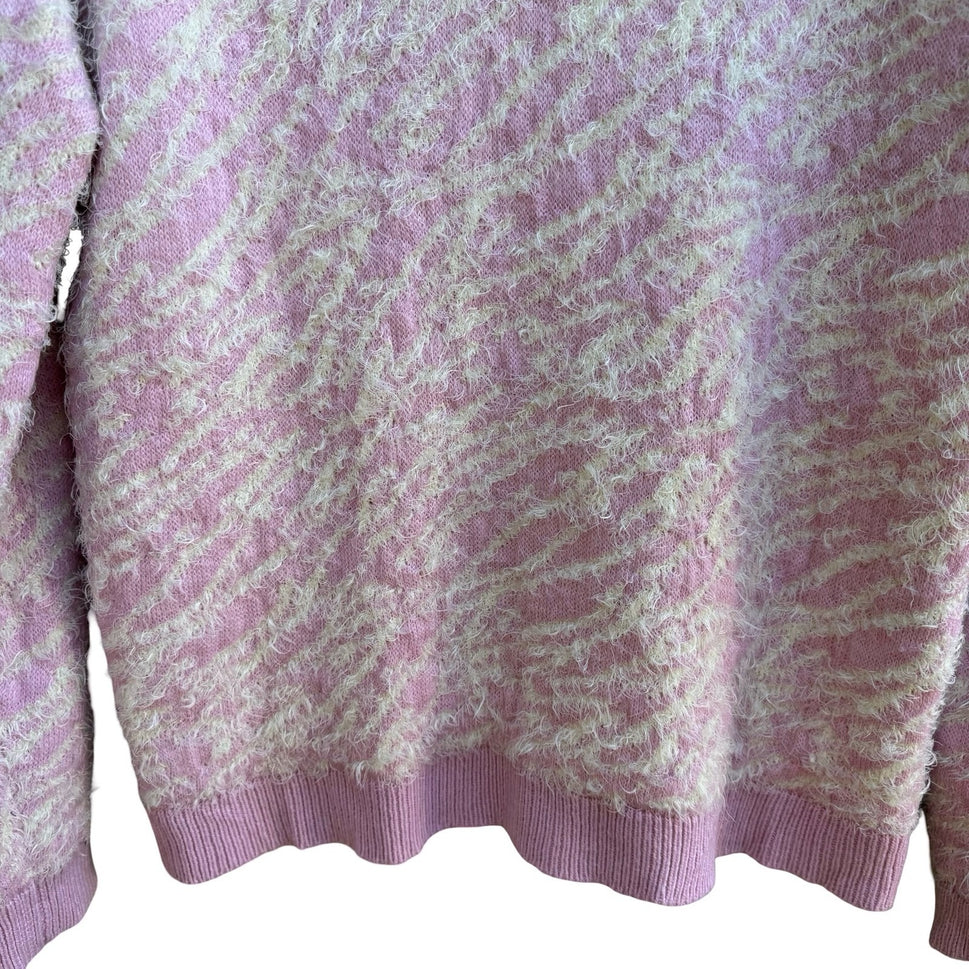 Simply Styled Vintage Y2K Coquette Fuzzy Eyelash Knit Girly Sweater Pastel Pink