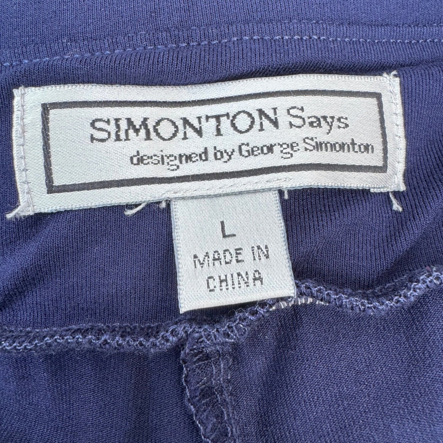 Simonton Says Navy Wide Leg Knit Pull On Palazzo Pant L Minimalist Flowy Office