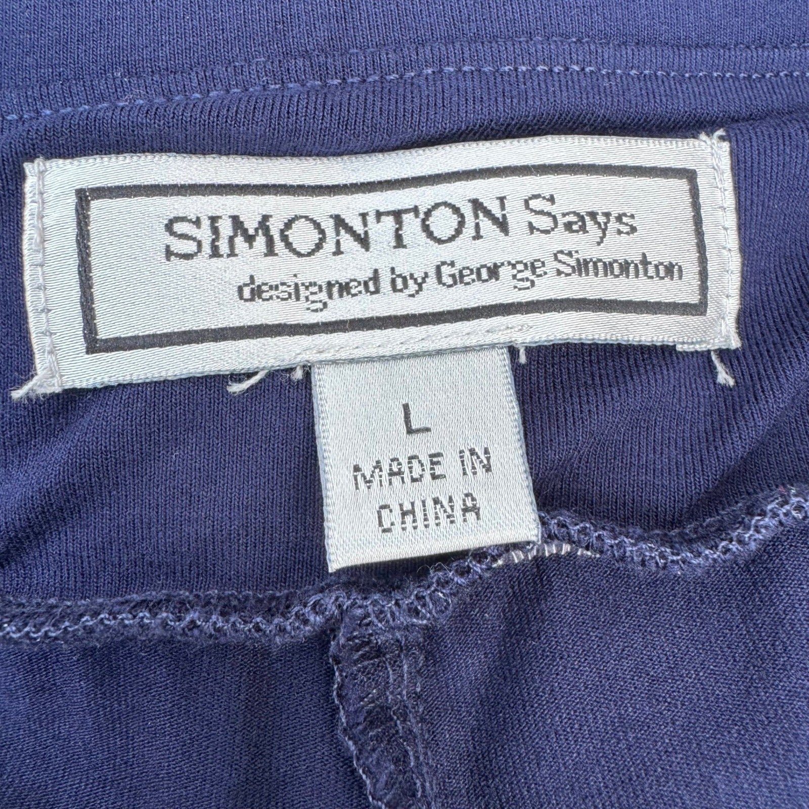 Simonton Says Navy Wide Leg Knit Pull On Palazzo Pant L Minimalist Flowy Office