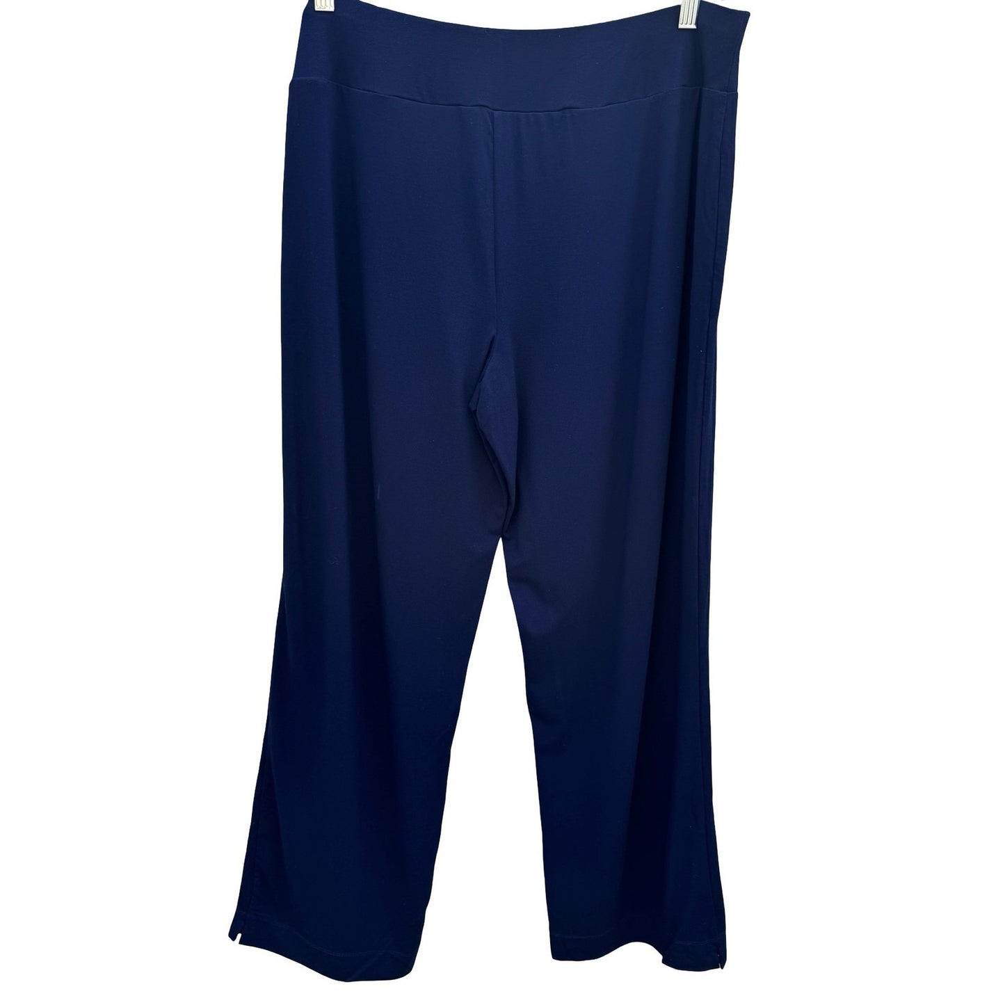 Simonton Says Navy Wide Leg Knit Pull On Palazzo Pant L Minimalist Flowy Office