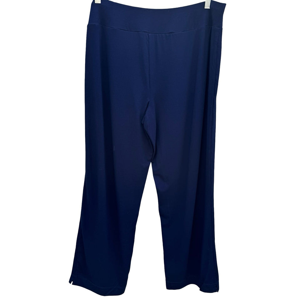 Simonton Says Navy Wide Leg Knit Pull On Palazzo Pant L Minimalist Flowy Office
