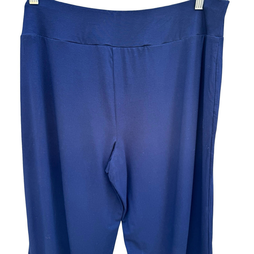 Simonton Says Navy Wide Leg Knit Pull On Palazzo Pant L Minimalist Flowy Office