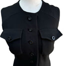 Switch Vintage 50s 60s Women&#39;s Black Heavyweight Wool Lined Sleeveless Button-Up Dress 2 image