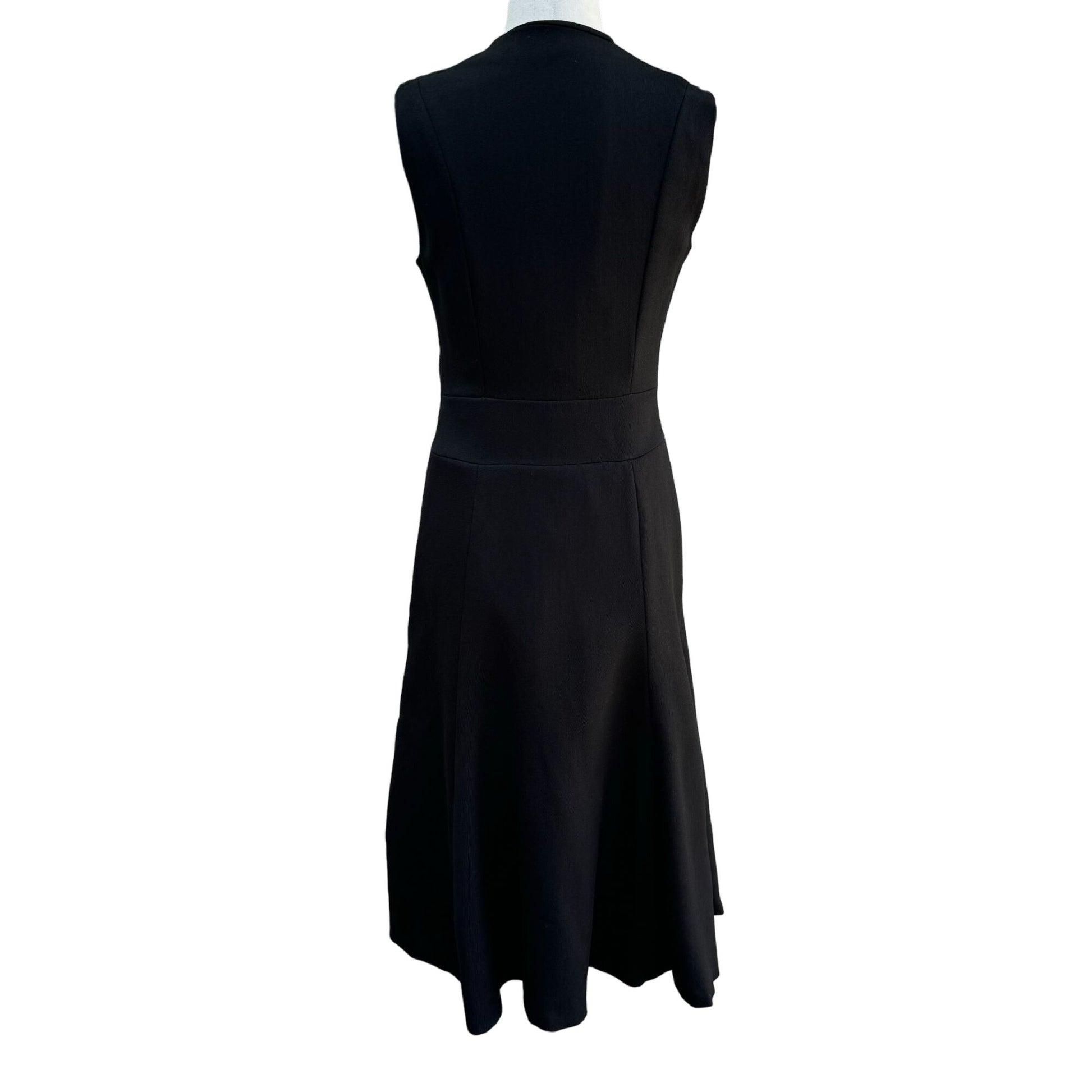 Vintage 50s 60s Women's Black Heavyweight Wool Lined Sleeveless Button-Up Dress