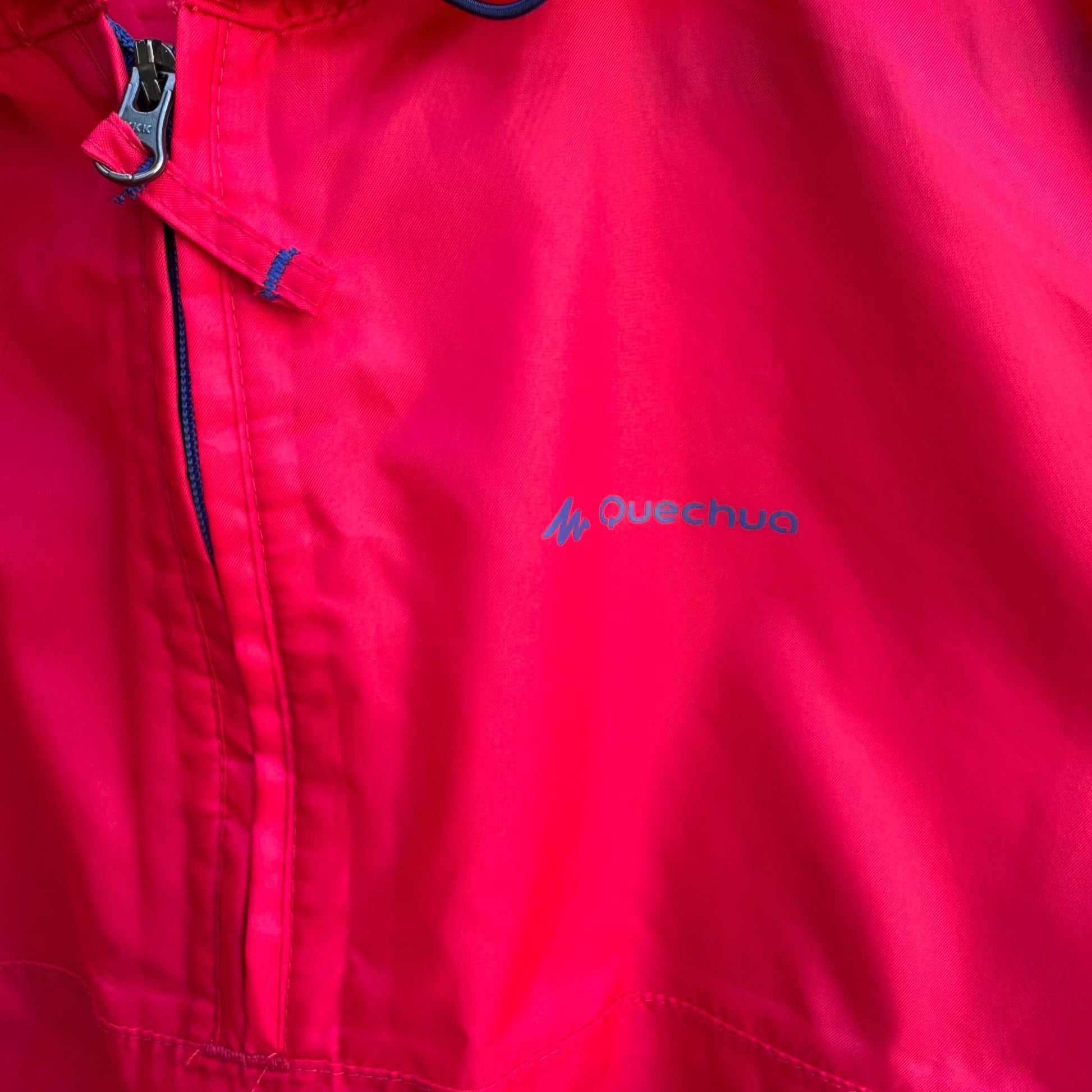 Quechua Decathlon Virtual Pink Waterproof Hooded Fold Up Long Sleeve Rain Jacket M