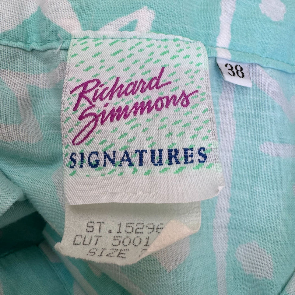 Richard Simmons Signatures Vintage Turquoise Button-Front Drop Waist Skirt 38