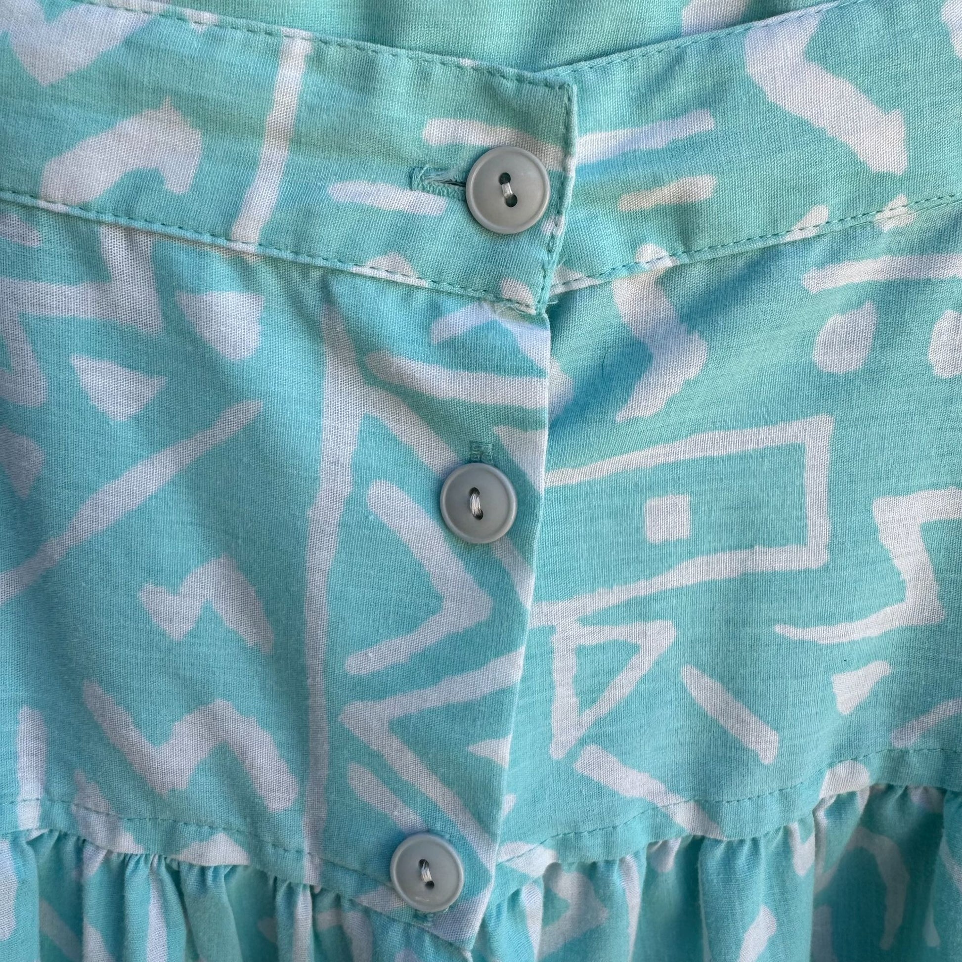 Richard Simmons Signatures Vintage Turquoise Button-Front Drop Waist Skirt 38