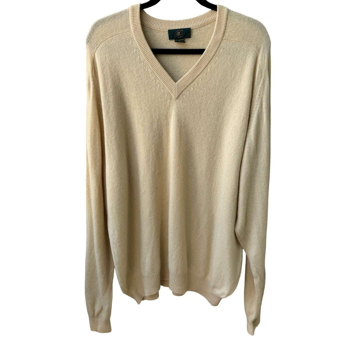 Club Room 100% Cashmere Old Money Preppy V-Neck Sweater Butter Yellow Mens XL