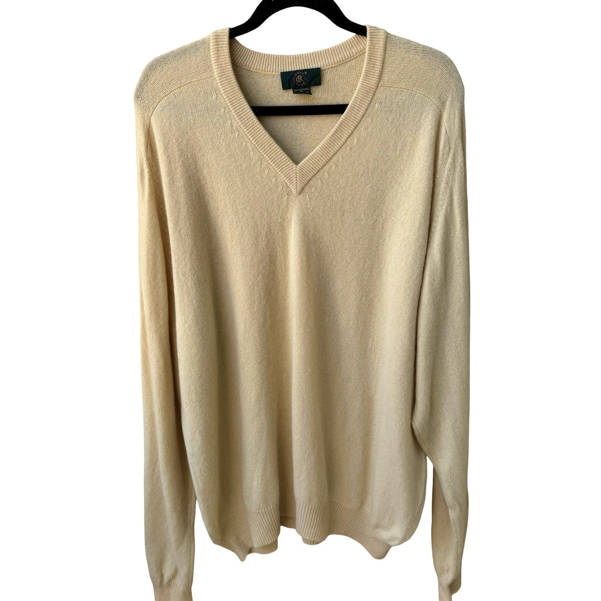 Club Room 100% Cashmere Old Money Preppy V-Neck Sweater Butter Yellow Mens XL